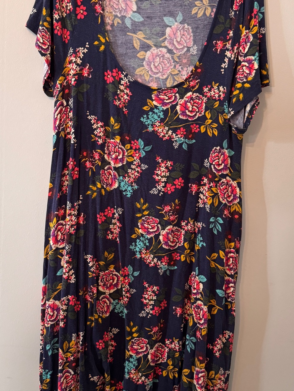 torrid Navy Floral Scoop-Neck Midi Dress with Pink & Teal Accents, 2X